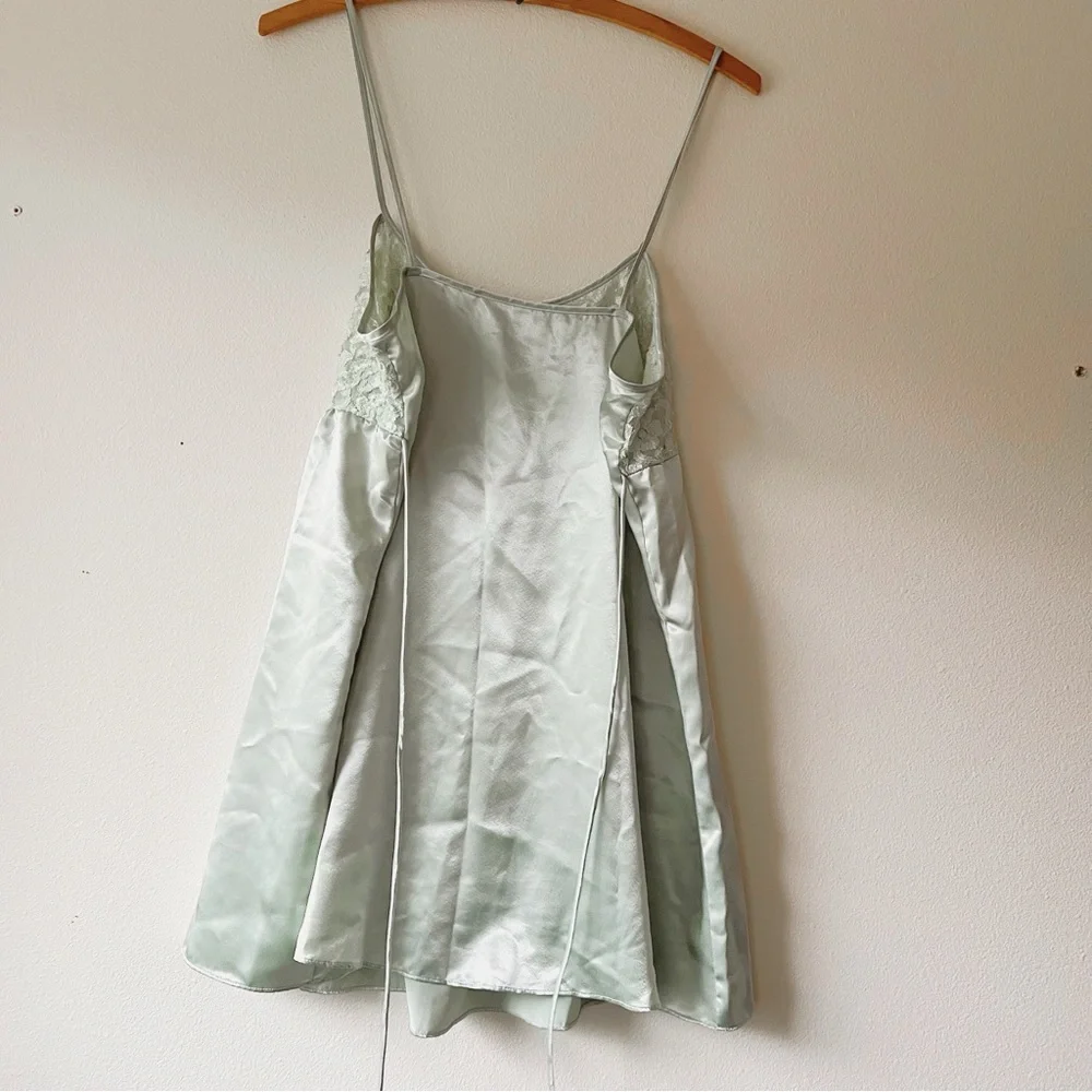 Y2K babydoll sage‎ green Floral Lace Slip Dress size M - Picture 2 of 7